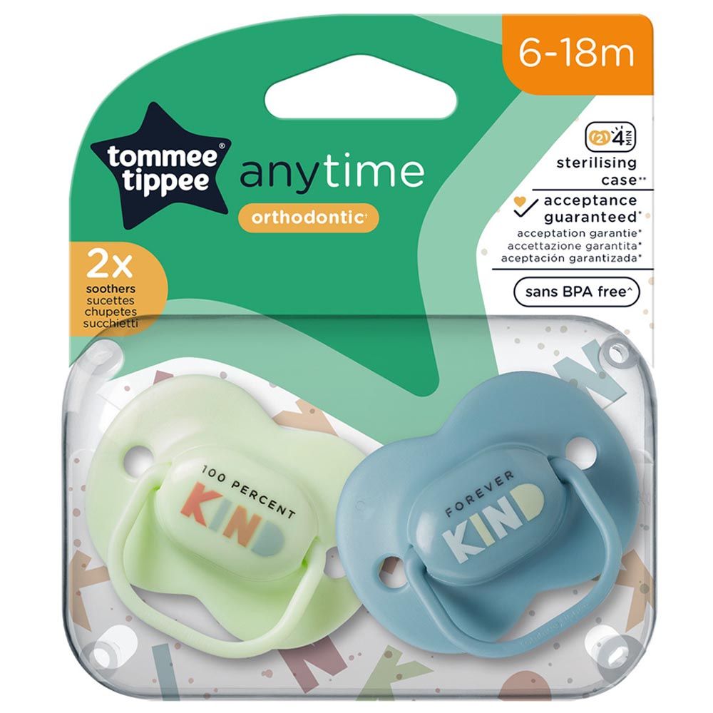 Tommee Tippee - Anytime Soothers - 6-18M - Green - Pack of 2