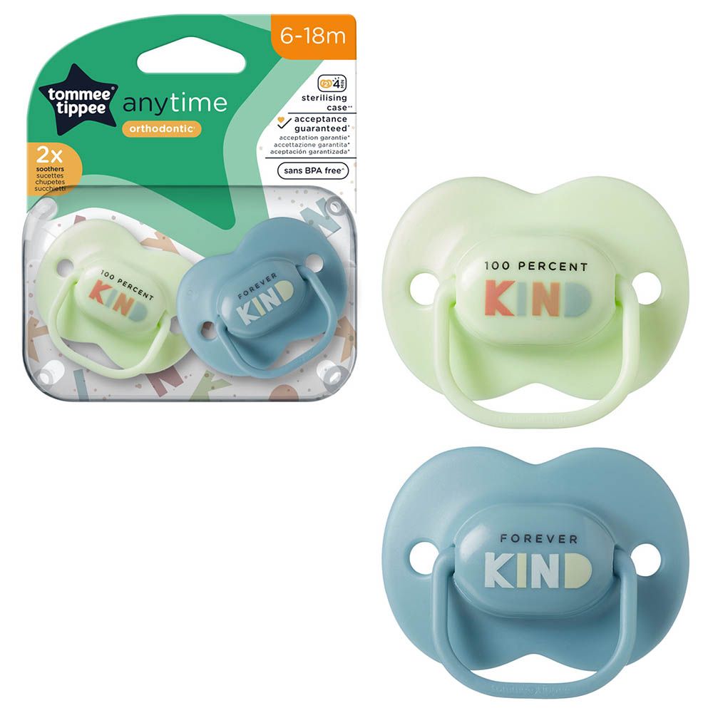 Tommee Tippee - Anytime Soothers - 6-18M - Green - Pack of 2