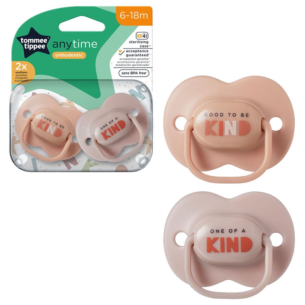 Tommee Tippee - Anytime Soothers - 6-18M - Pink - Pack of 2