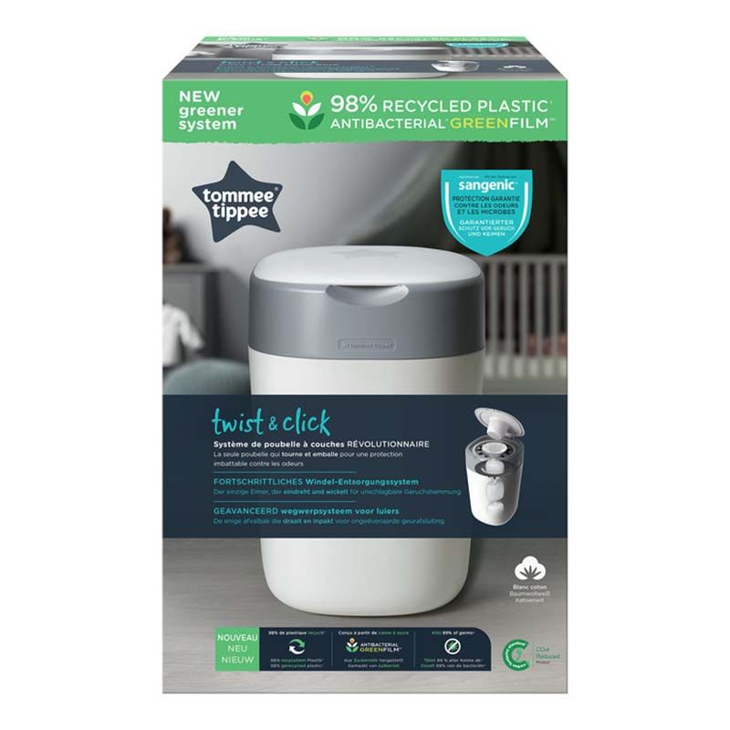 Tommee Tippee - Twist and Click Advanced Nappy Bin - White