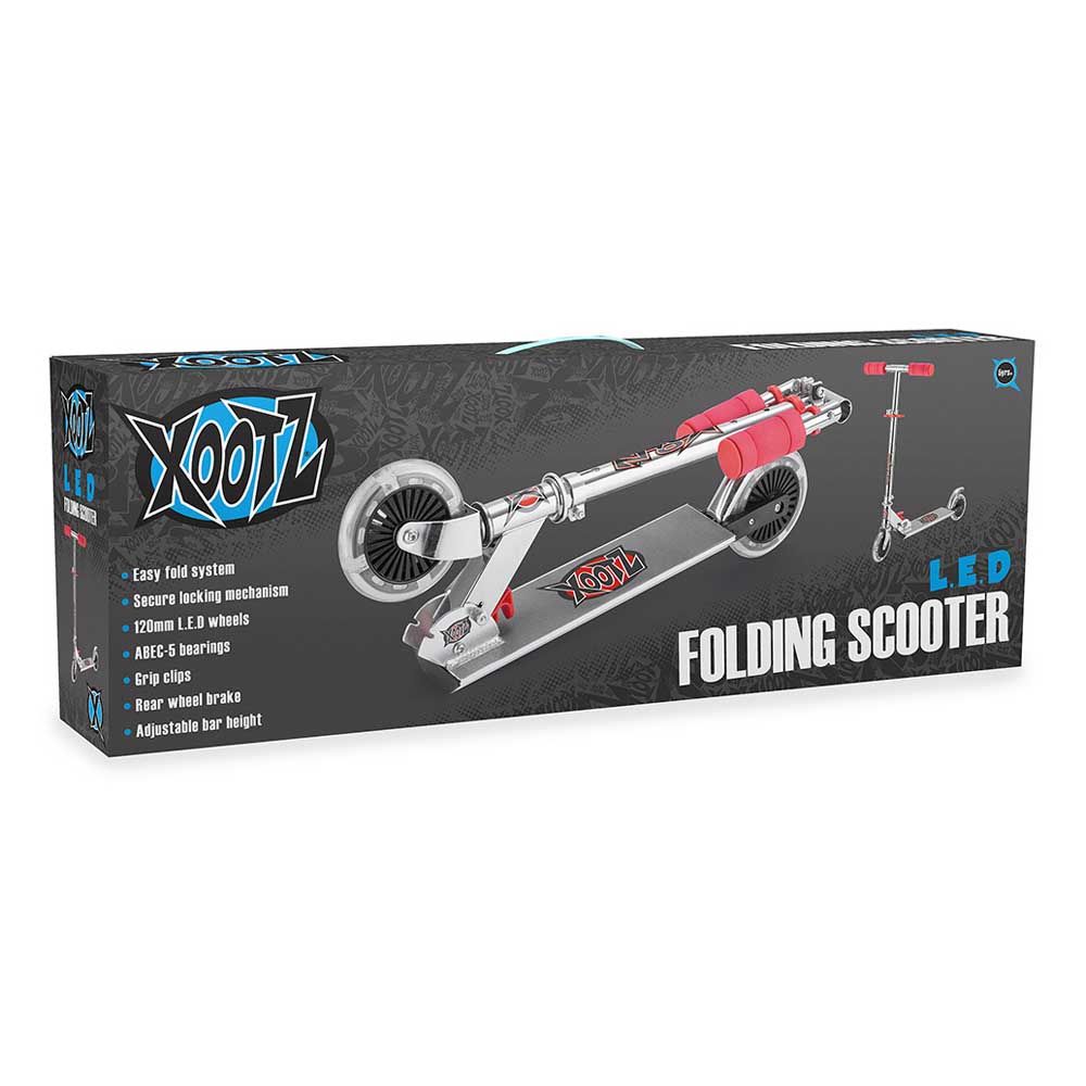 Xootz - Folding Scooter w/ LED Wheels - Red