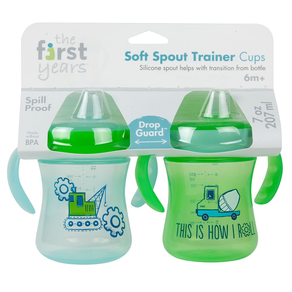 The First Years - Soft Spout Trainer Cup 7oz Pack of 2 - Green/Blue