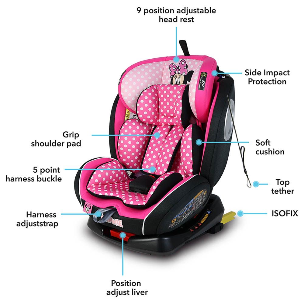 Disney - 4-in-1 Minnie Mouse Car Seat - Black/Pink