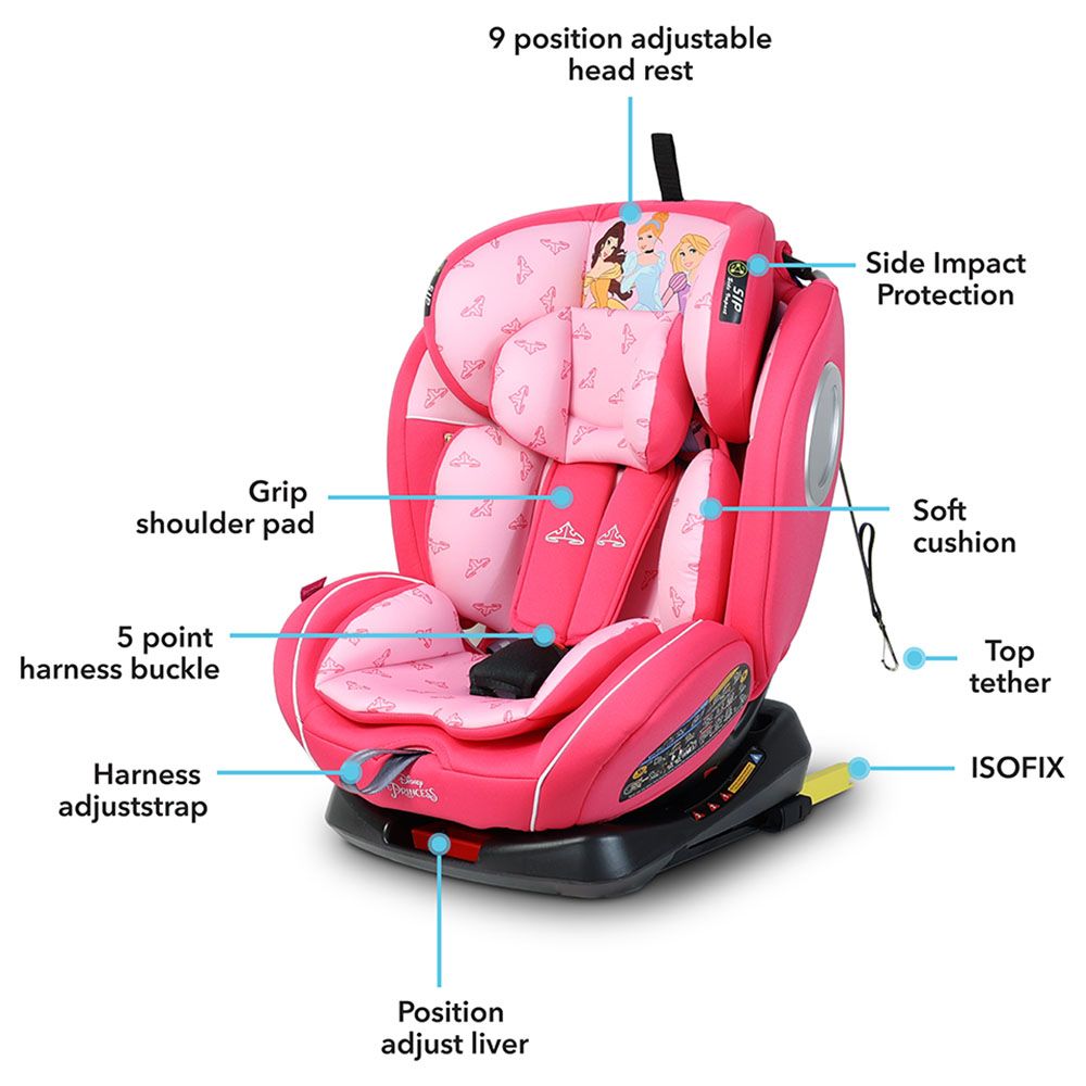 Disney - 4-in-1 Princess Baby/Kids Car Seat - Pink