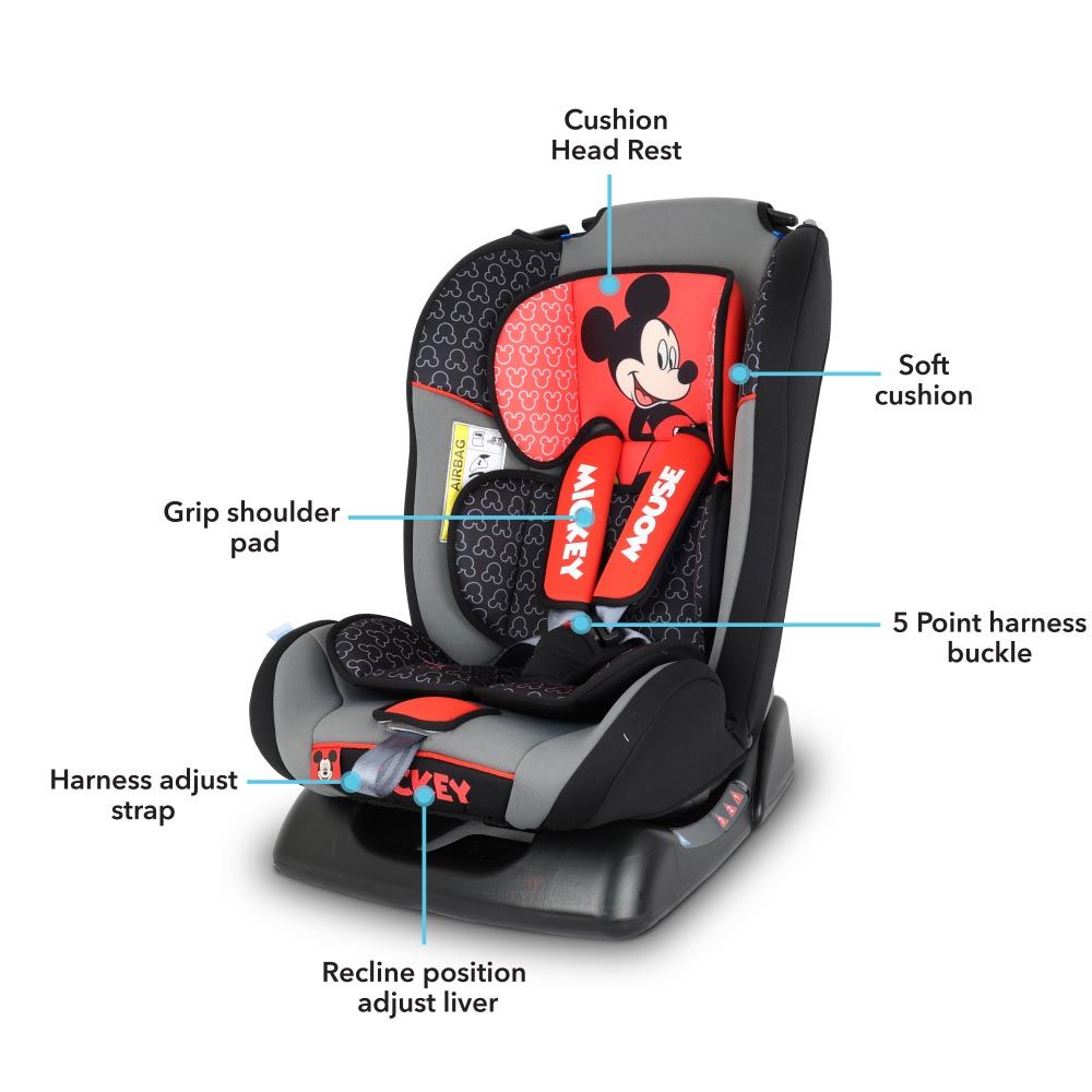 Disney - 3-in-1 Mickey Mouse Baby/Kids Car Seat - Red