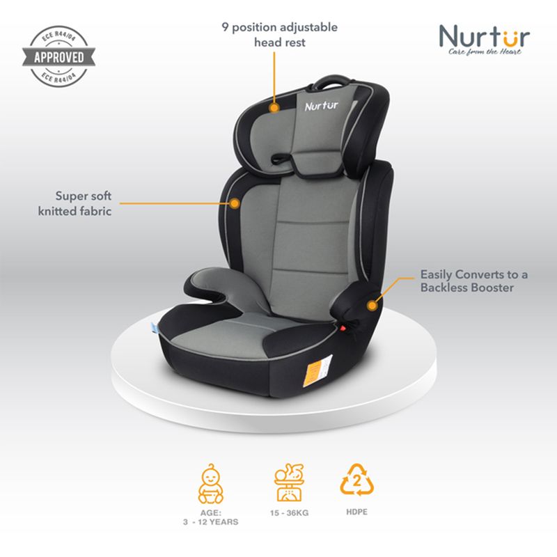 Nurtur - 3-in-1 Jupiter Car Seat & Booster Seat - Grey/Black