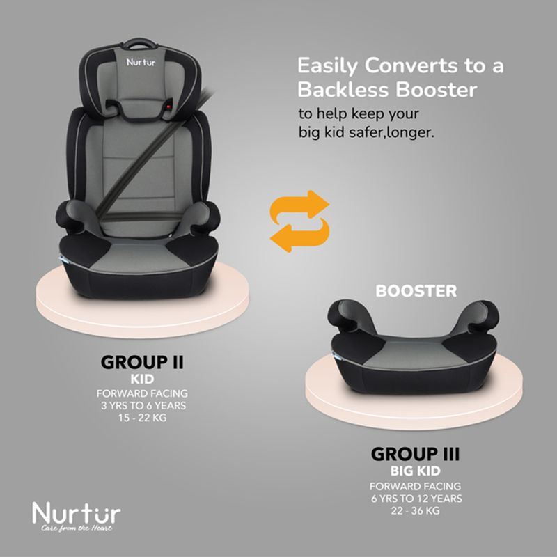 Nurtur - 3-in-1 Jupiter Car Seat & Booster Seat - Grey/Black