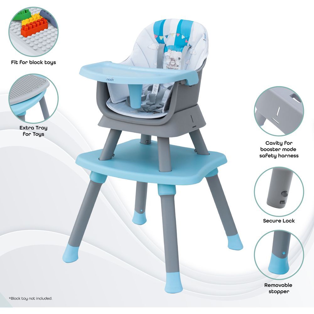 Moon - 6-in-1 High Chair & Organic Burpy Cloth - Blue