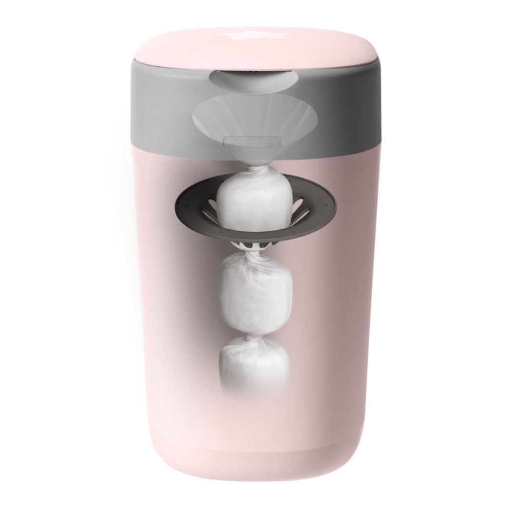 Tommee Tippee Twist & Click Nappy Disposal Sangenic Bin - Pink + Cassette x 6