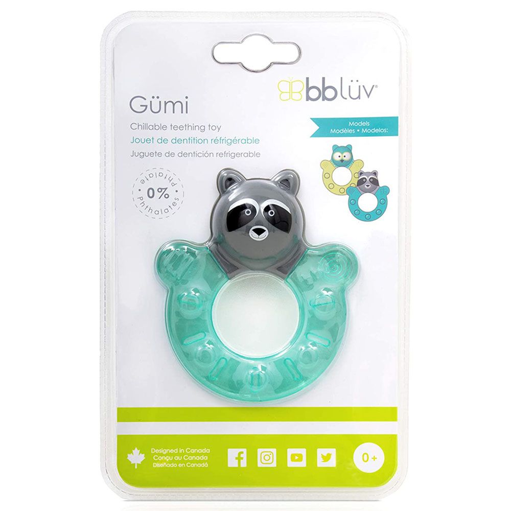 Bbluv - Gumi - Racoon - Chillable Teething Toy - Aqua