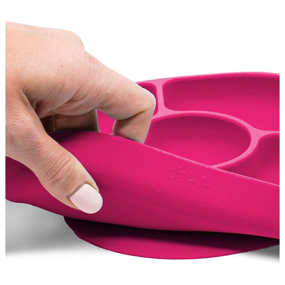 Bbluv - Yumi Anti-Spill Silicone Plate & Spoon Set - Pink