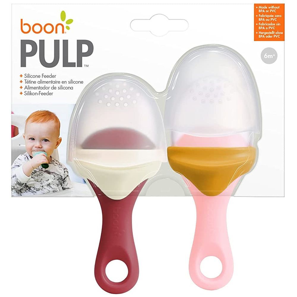 Boon - Food Silicone Feeder & Teething Toy - Pink/Mauve - Pack of 2