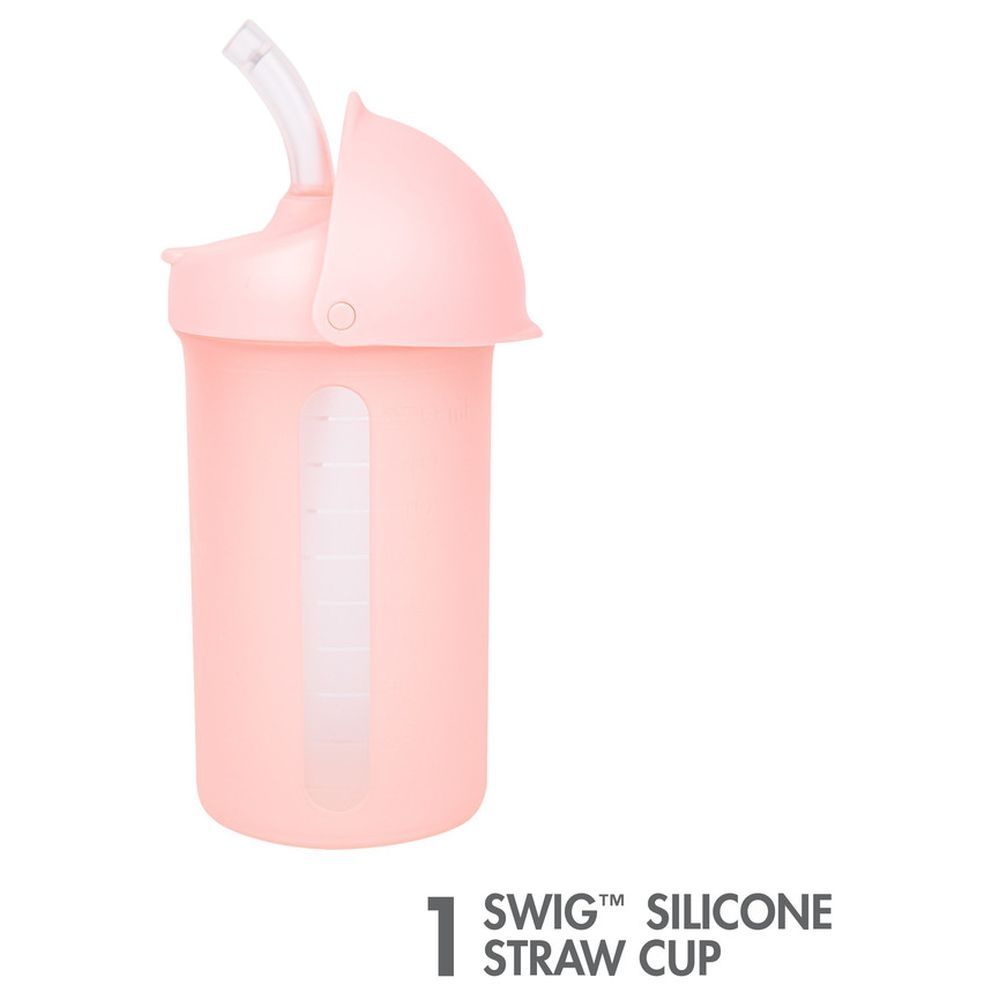 Boon - Swig Silicone Straw Bottle 10oz - Pink