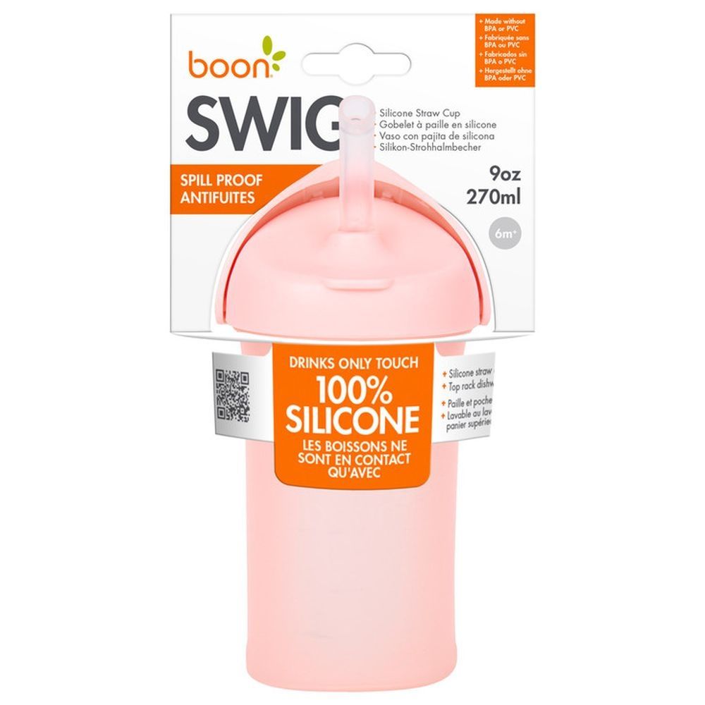 Boon - Swig Silicone Straw Bottle 10oz - Pink