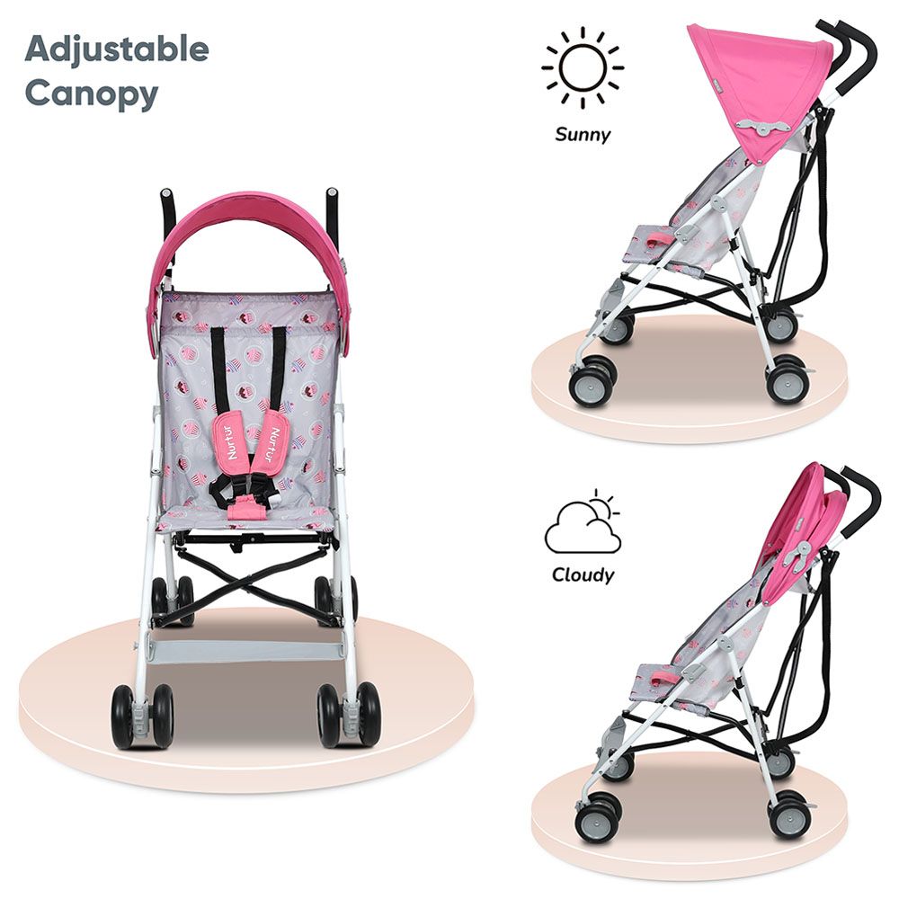 Nurtur - Rex Buggy Lightweight Stroller - Pink/Grey