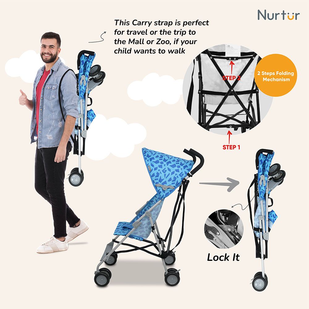 Nurtur - Printed Rex Buggy Lightweight Stroller - Blue