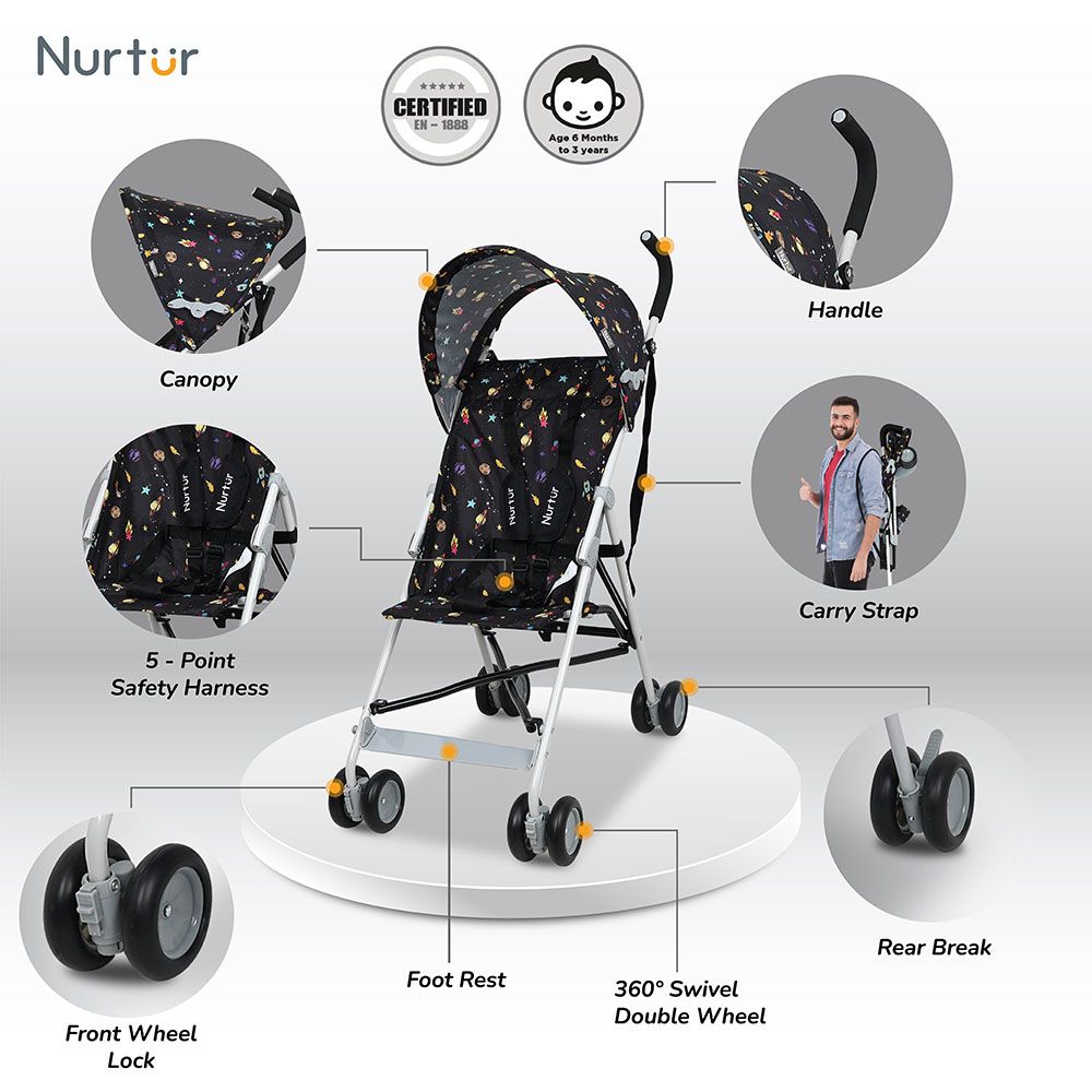 Nurtur - Rex Buggy Lightweight Stroller - Black