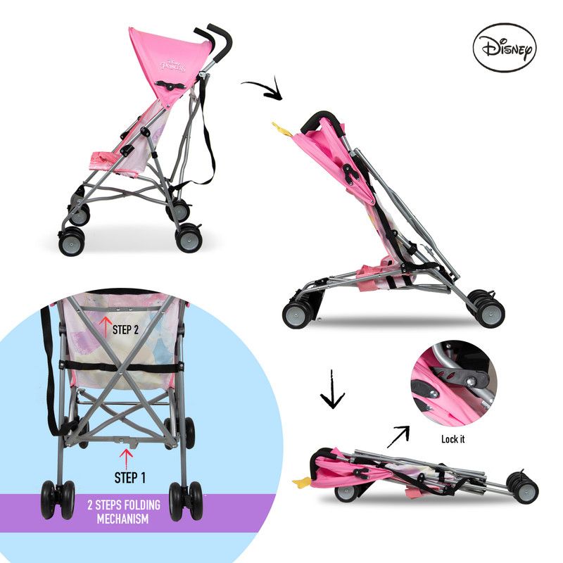 Disney - Princess 3D Crown Lightweight Buggy Stroller - Light Pink