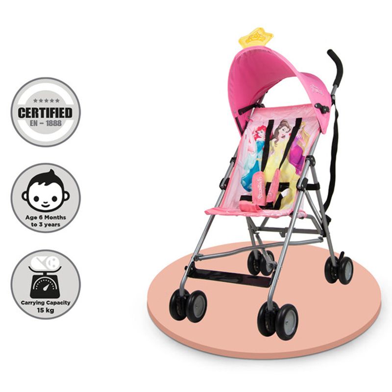 Disney - Princess 3D Crown Lightweight Buggy Stroller - Light Pink