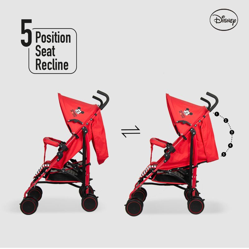 Disney - Mickey Mouse Lightweight Adventure Stroller w/ Storage Cabin