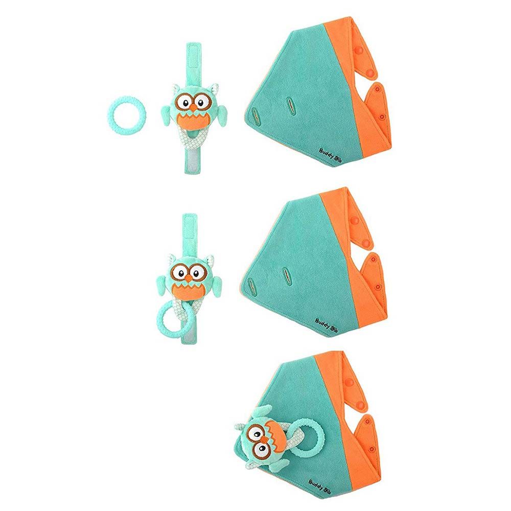 Buddy Bib - 3-in-1 Sensory Teething Toy & Bib - Ollie Owl