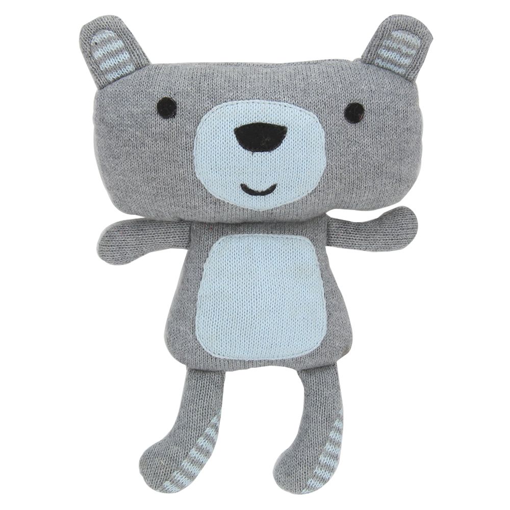 Pluchi - James Skinny Blanket with Bear Toy - Grey