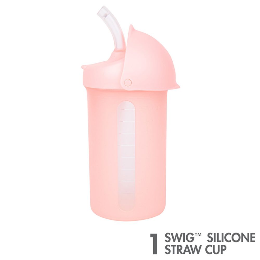 Boon - Snack Containers w/ Lids & Straw Bottle 10oz - Pink