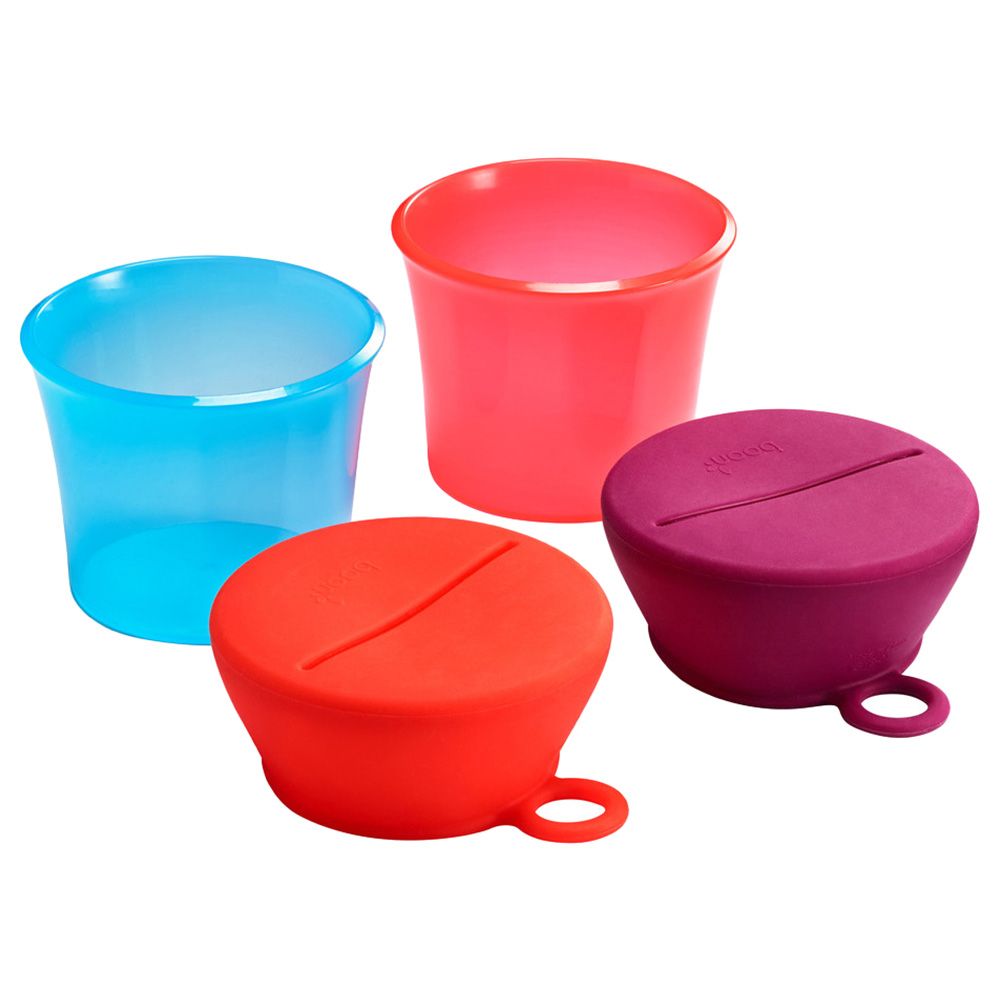 Boon - Snack Containers w/ Lids & Straw Bottle 10oz - Pink