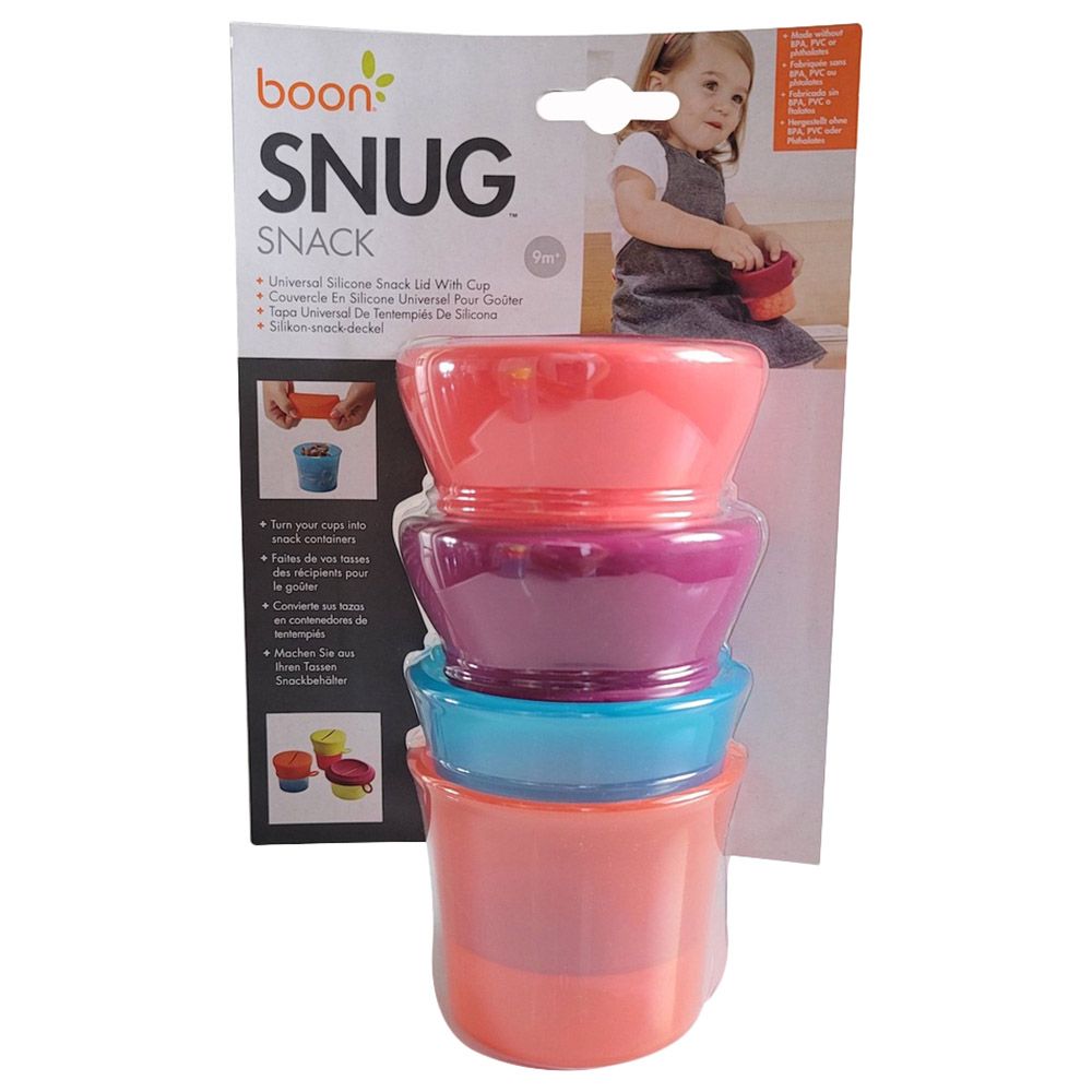 Boon - Snack Containers w/ Lids & Straw Bottle 10oz - Pink