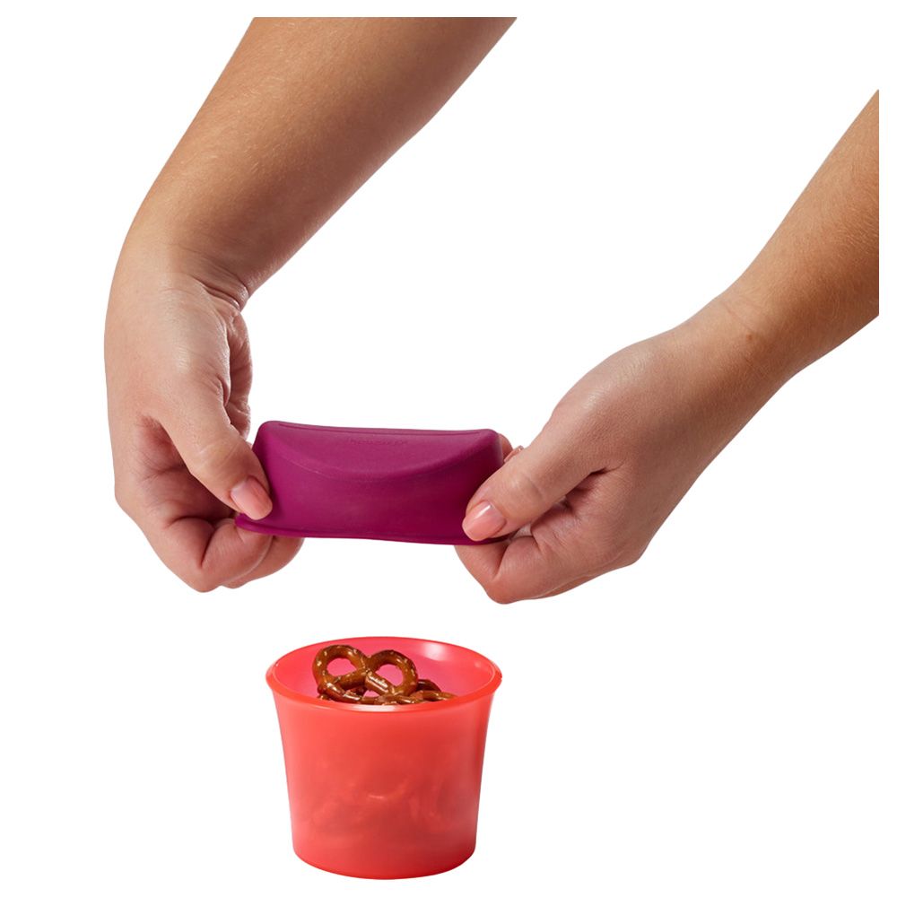 Boon - Snack Containers w/ Lids & Straw Bottle 10oz - Pink