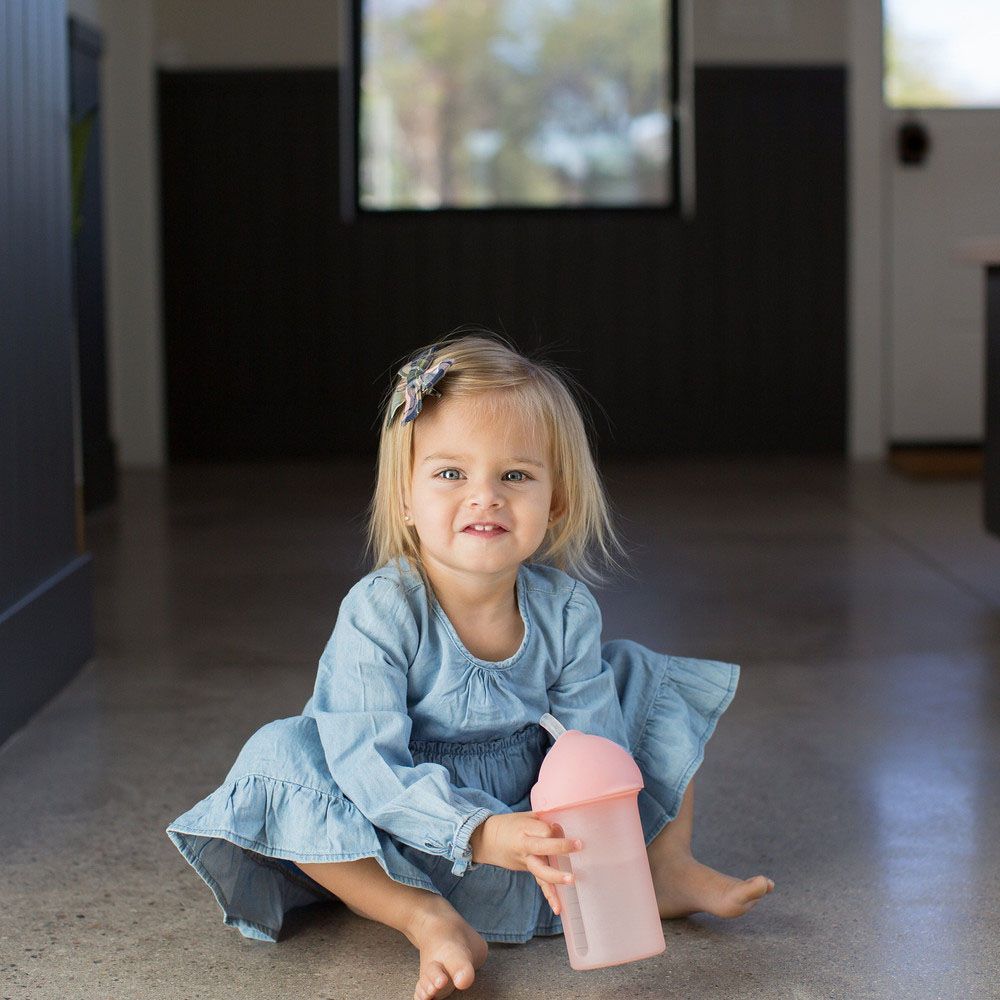 Boon - Snack Containers w/ Lids & Straw Bottle 10oz - Pink