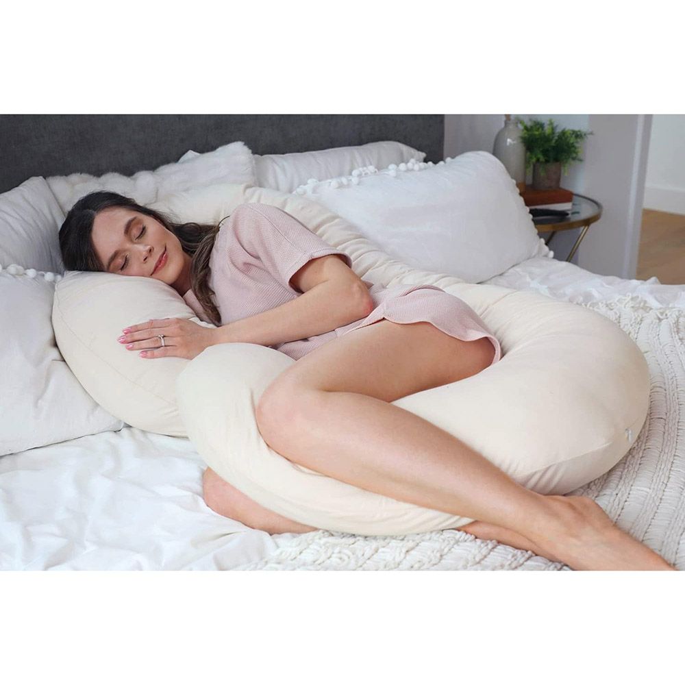 Pharmedoc - Jersey Fabric C Shape Full Body Pillow - Natural