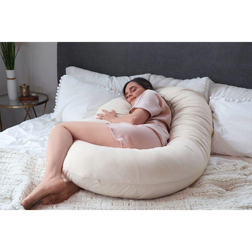 Pharmedoc - Jersey Fabric C Shape Full Body Pillow - Natural