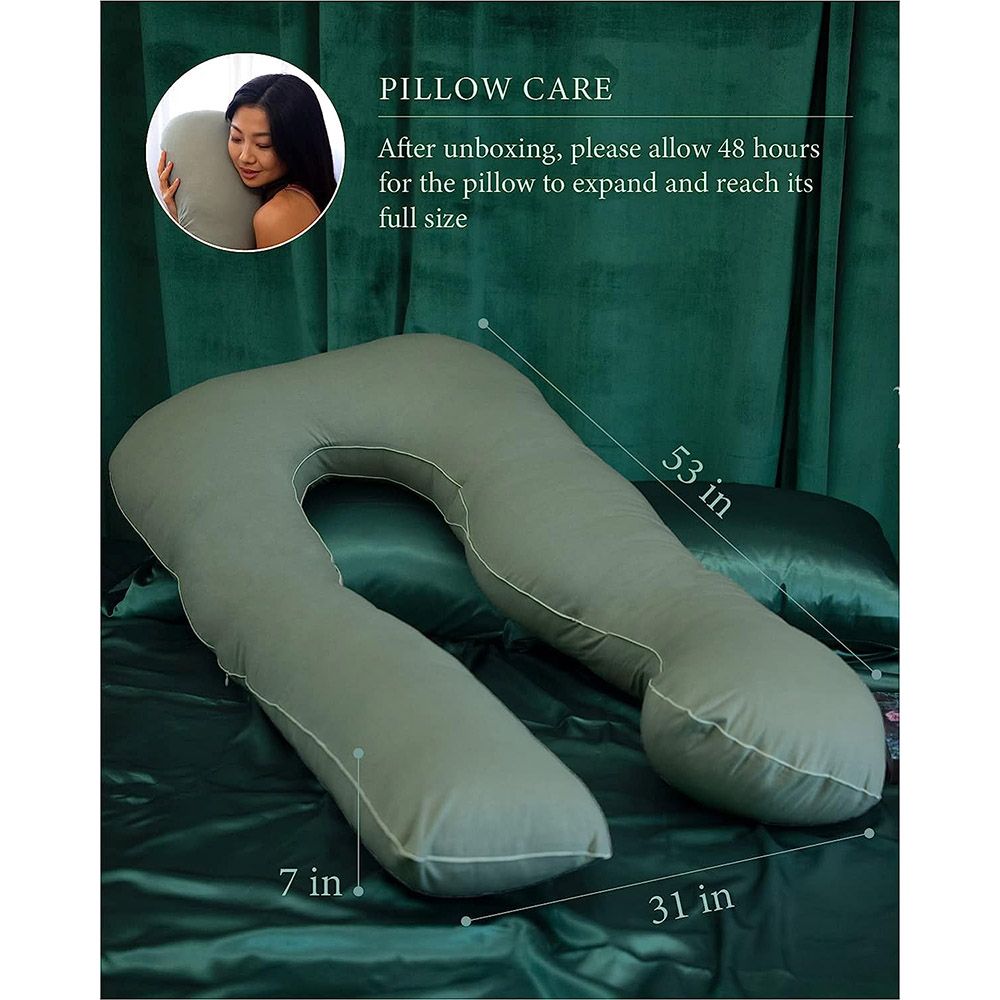 Pharmedoc - Jersey Cotton U Shape Full Body Pillow - Sage