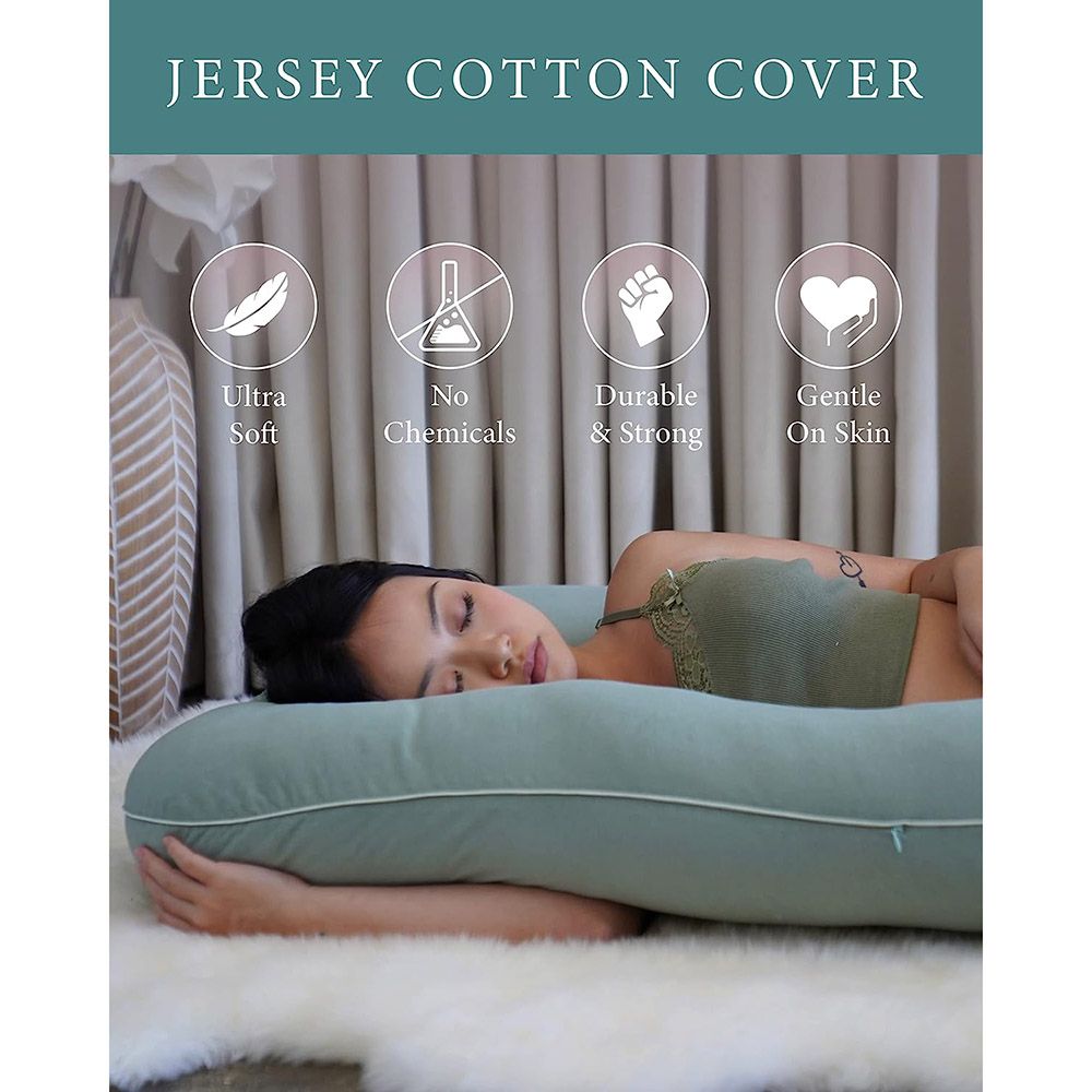 Pharmedoc - Jersey Cotton U Shape Full Body Pillow - Sage