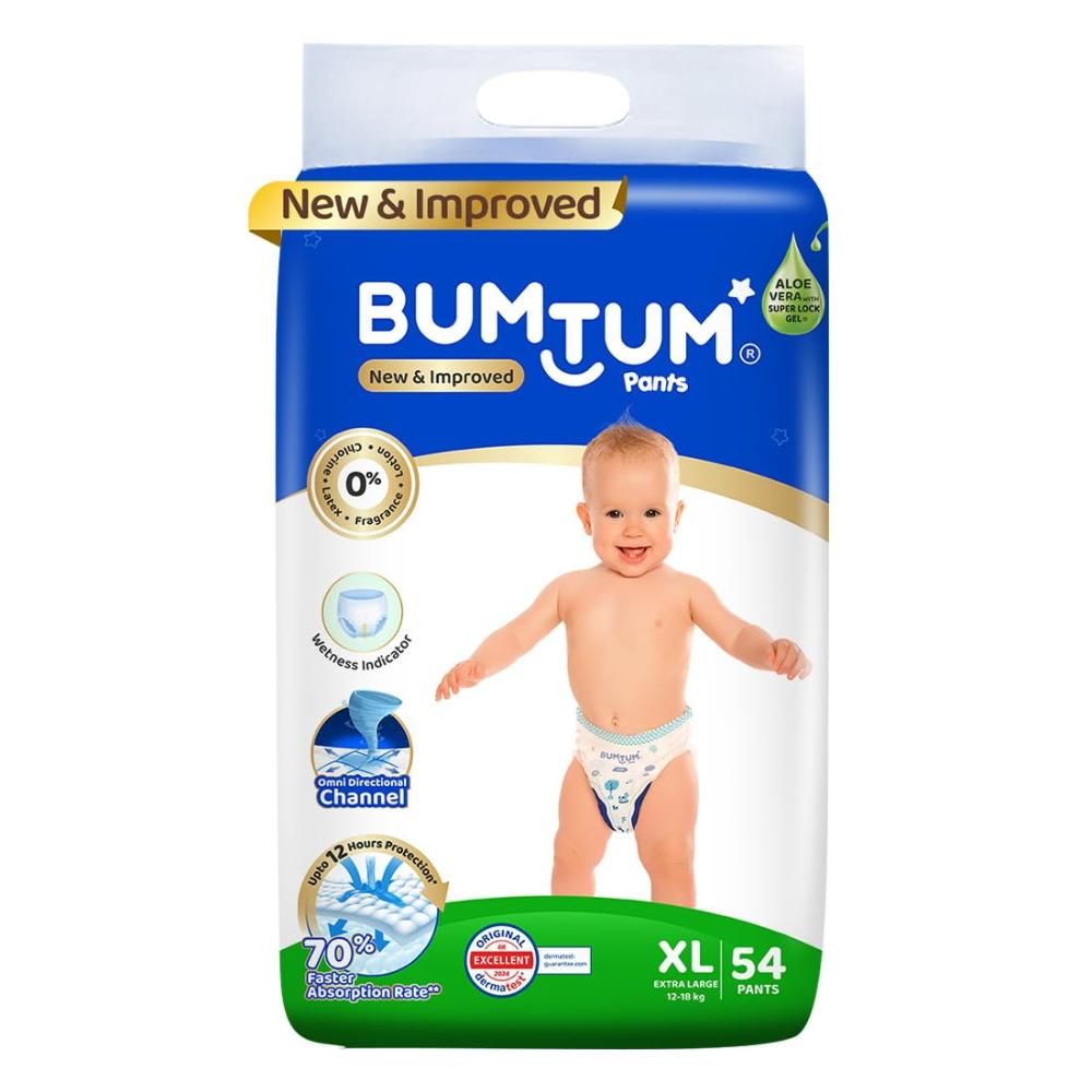 Bumtum - Baby Diaper Pants with Double Leakage Protection - 12-18kg XL - 54pcs