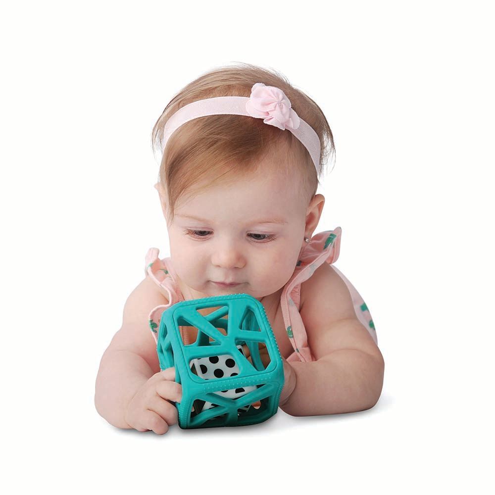 Chew Cube - Easy-Grip Teether Rattle - Turquoise