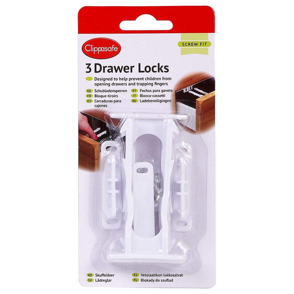 Clippasafe Drawer Locks Pack Of 3 - White