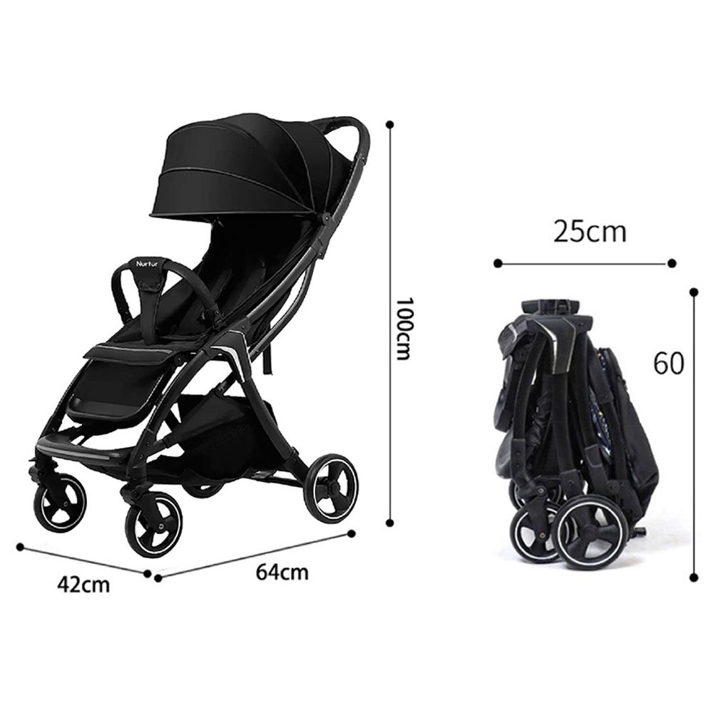 Nurtur - Aluminium Alloy Baby Stroller - Black