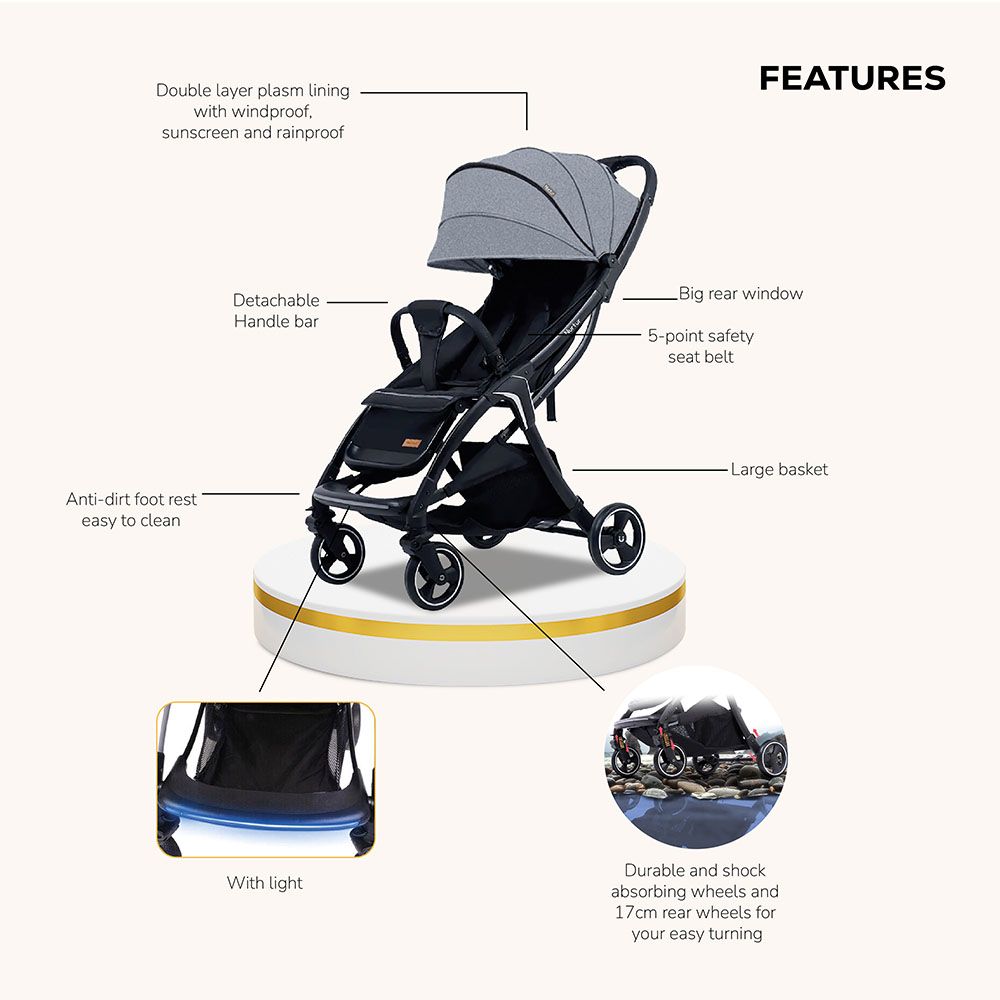 Nurtur - Aluminium Alloy Baby Stroller - Grey