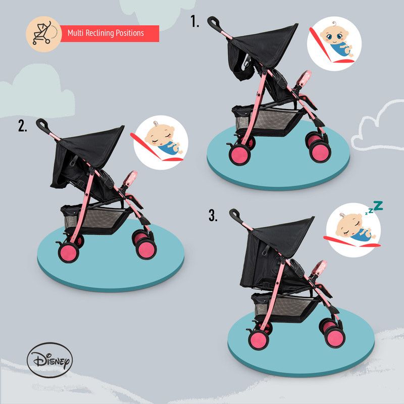 Disney - Minnie Mouse Lightweight Picnic Stroller w/ Storage Cabin