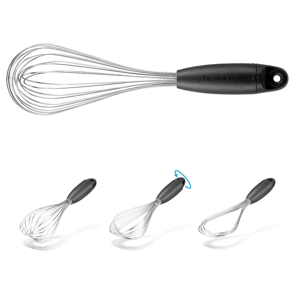 Dreamfarm - Flisk 3-in-1 Stainless Steel Whisk W/ Handle - Black