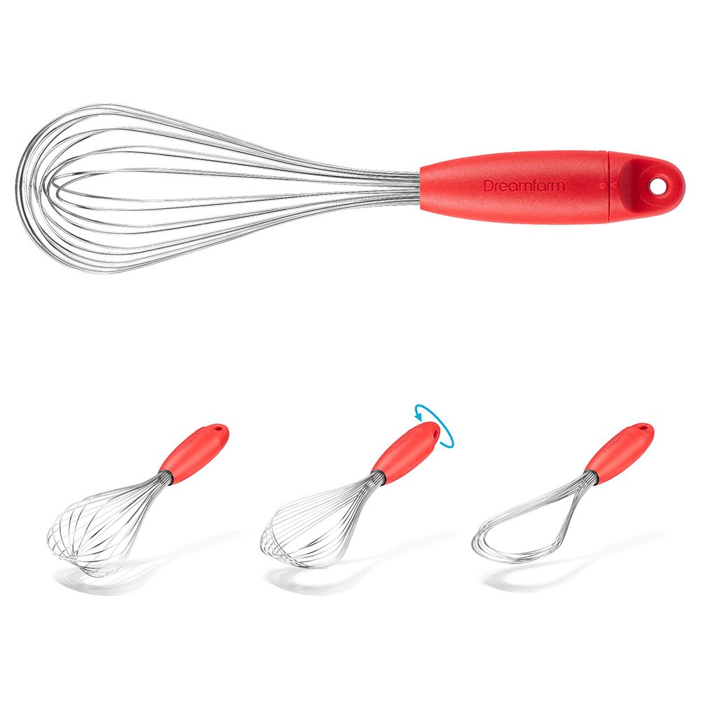 Dreamfarm - Flisk 3-in-1 Stainless Steel Whisk W/ Handle - Red