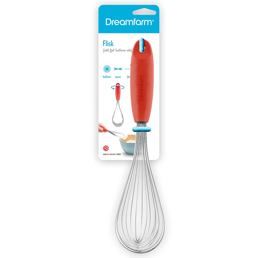 Dreamfarm - Flisk 3-in-1 Stainless Steel Whisk W/ Handle - Red