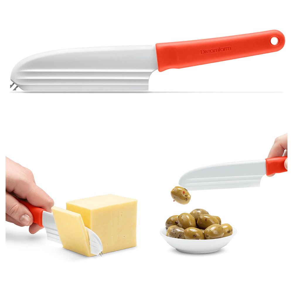 Dreamfarm - Knibble Lite Non-Stick Cheese Knife W/ Forks - Red