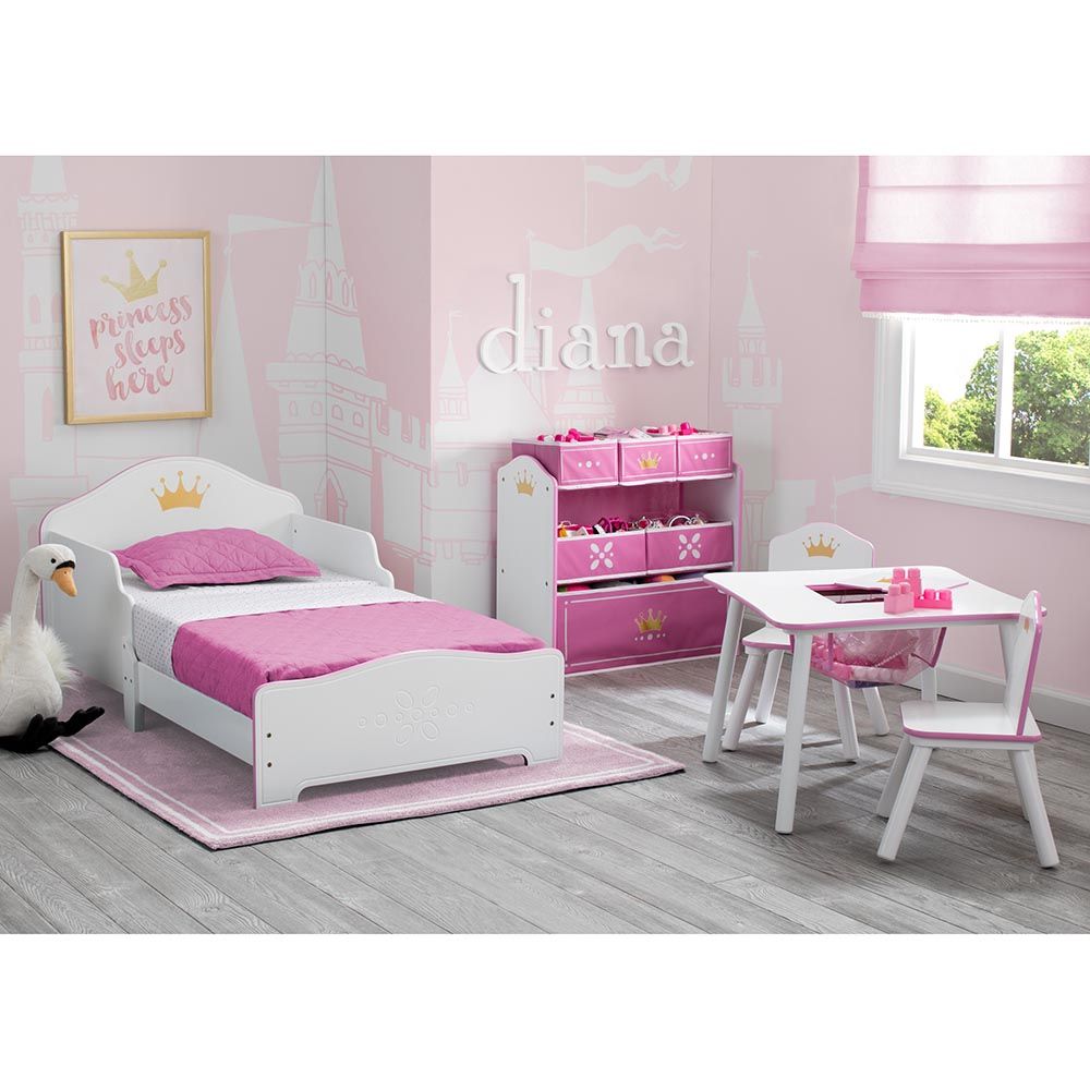 Delta Children Princess Crown Toddler Wooden Bed W/ Mattress