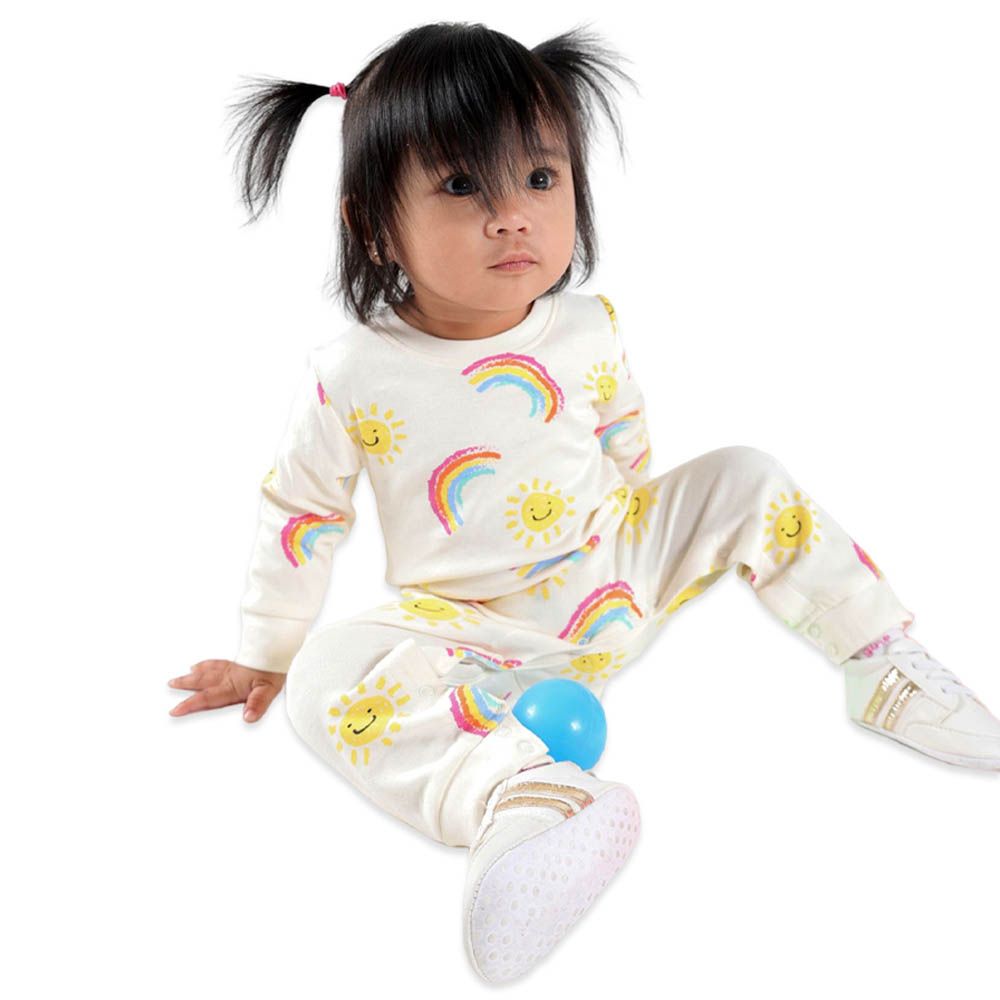 Aiko - Infants Cute Eternal Smiles Jumpsuit - Off-White