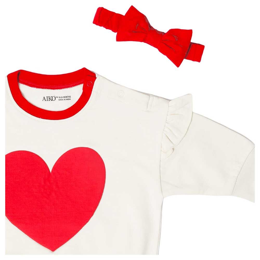 Aiko - Baby Heart Design Bodysuit W/Headband