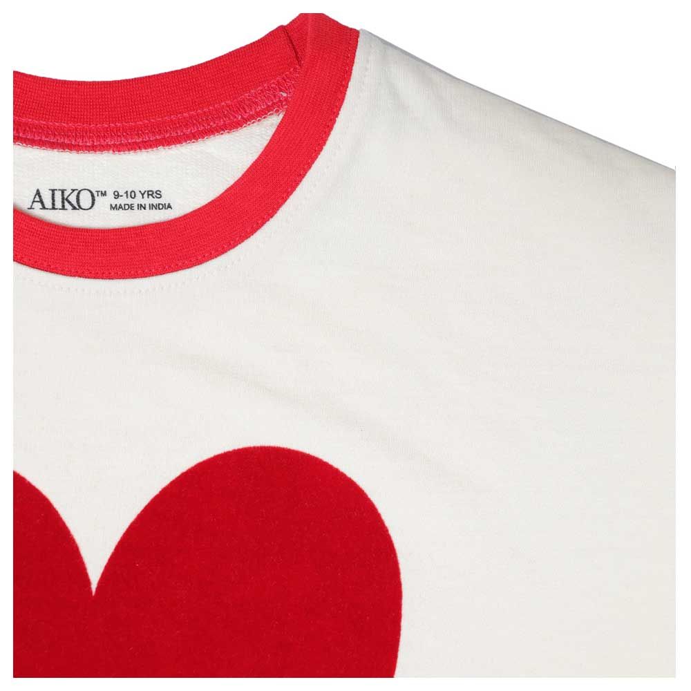 Aiko - 2pc-Set - Girls Sweat Top W/Red Heart - White