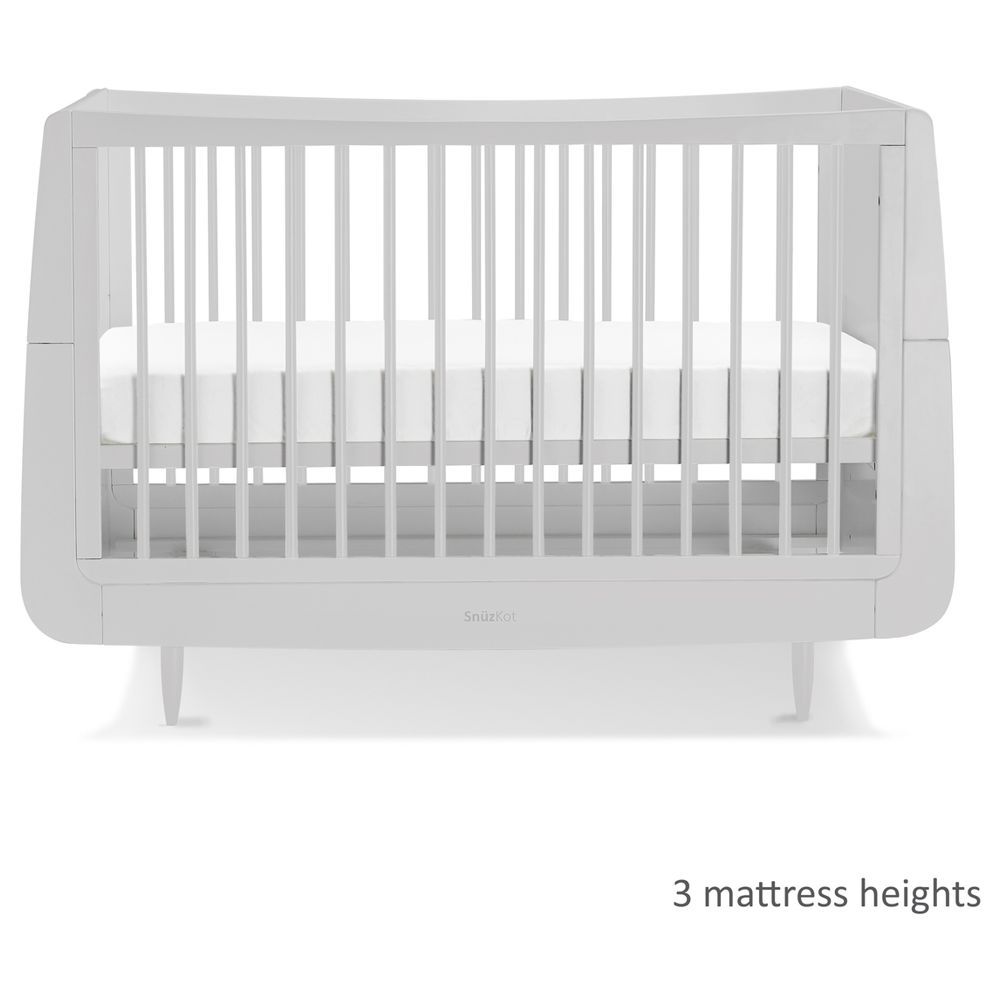 Snuz - Kot Skandi Wood Cot Bed W/ 3 Mattress Height - Haze Grey/Grey